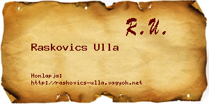 Raskovics Ulla névjegykártya